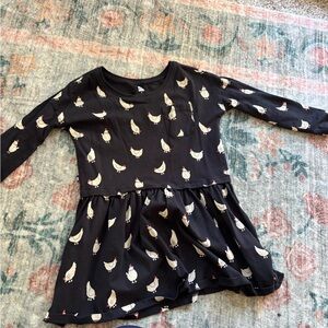 Black Dress with Chicken Print